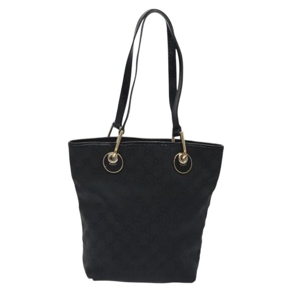 GUCCI GG Canvas Tote Bag Black Gold - Picture 3 of 15